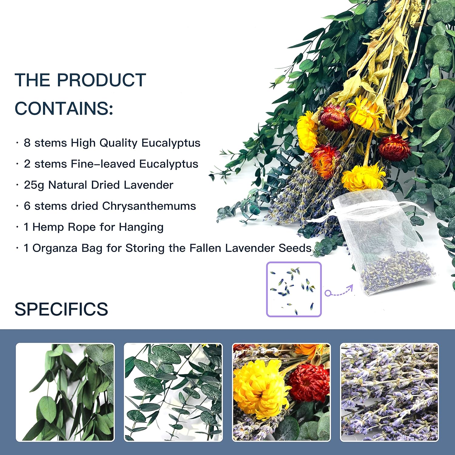 Eucalyptus and Lavender Dried Flower Bundle for Shower Decor