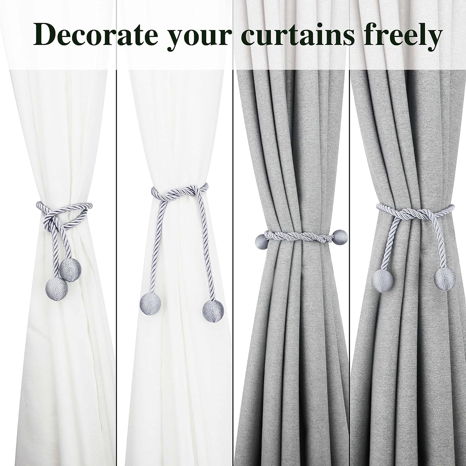 Nieffeiy Modern Grey Curtain Tiebacks Outdoor Elegant