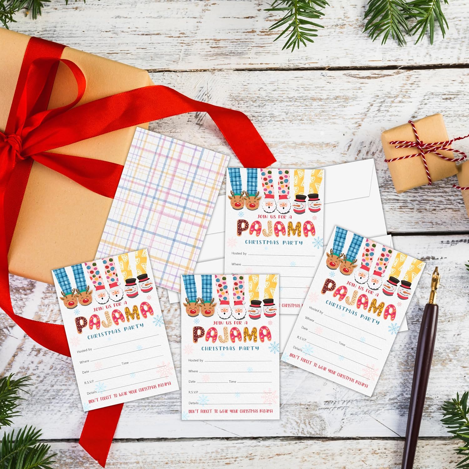 Christmas Party Invites with Envelopes 25 Pajama Invites for Holiday Celebration