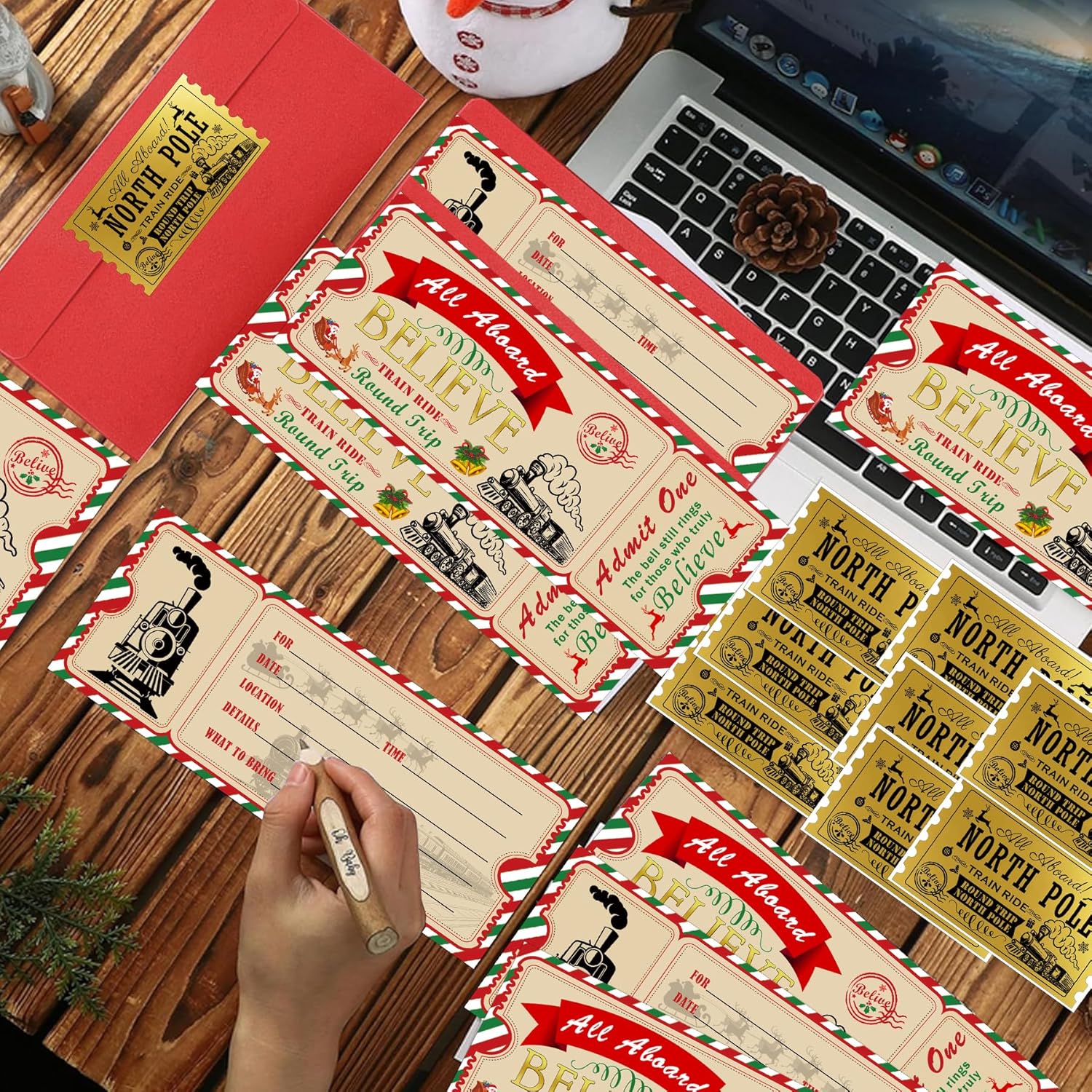 Christmas Believe Train Ticket Invitations with 25 Envelopes