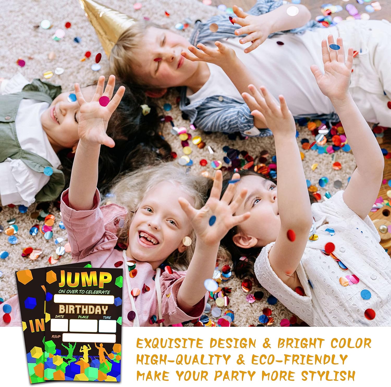 Jump Trampoline Birthday Invites with Envelopes 20 Pack