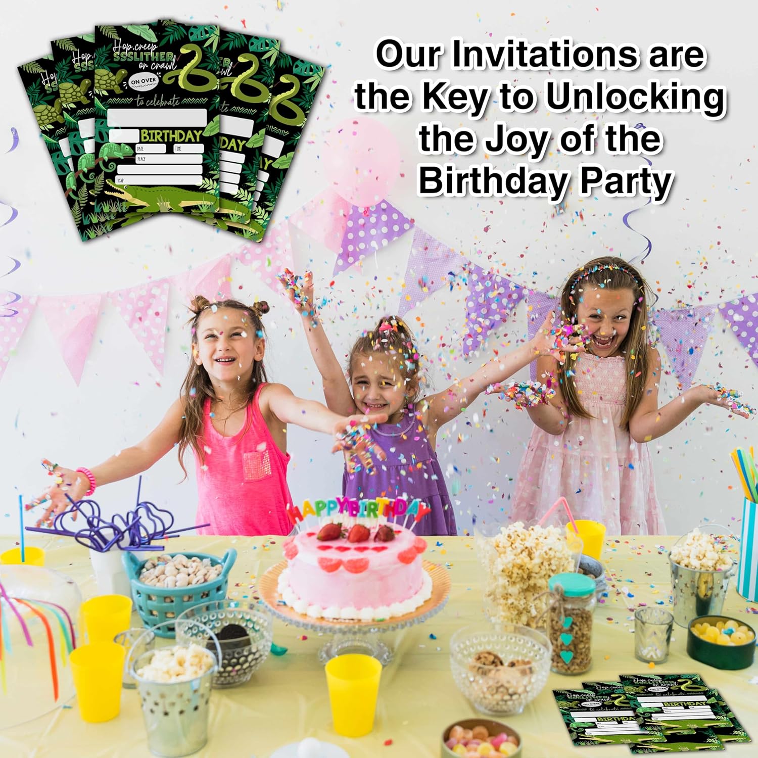 Reptile Birthday Invitations with Envelopes 25 Count