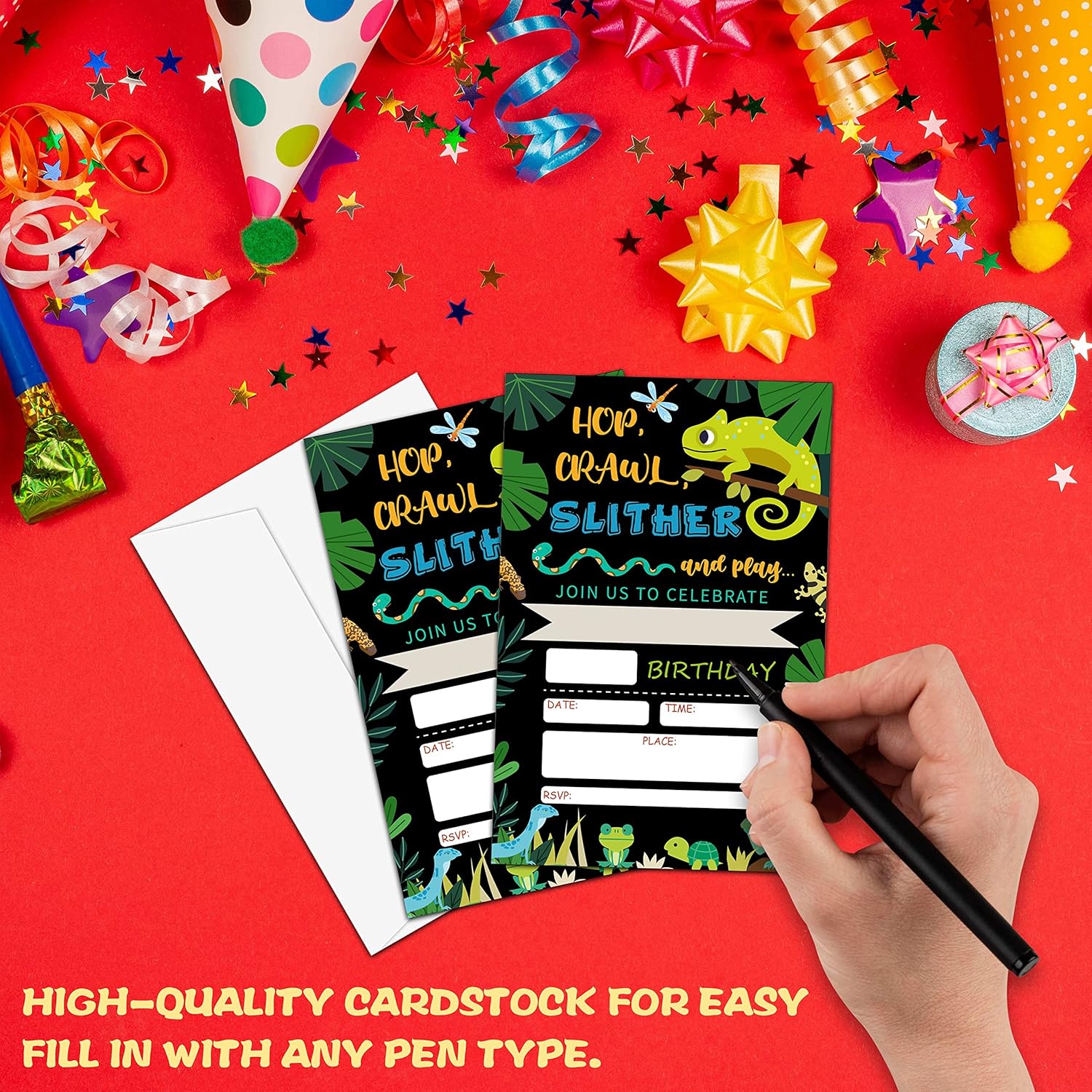 Levitatinyear Reptile Theme Birthday Invites 4x6 20 Pack