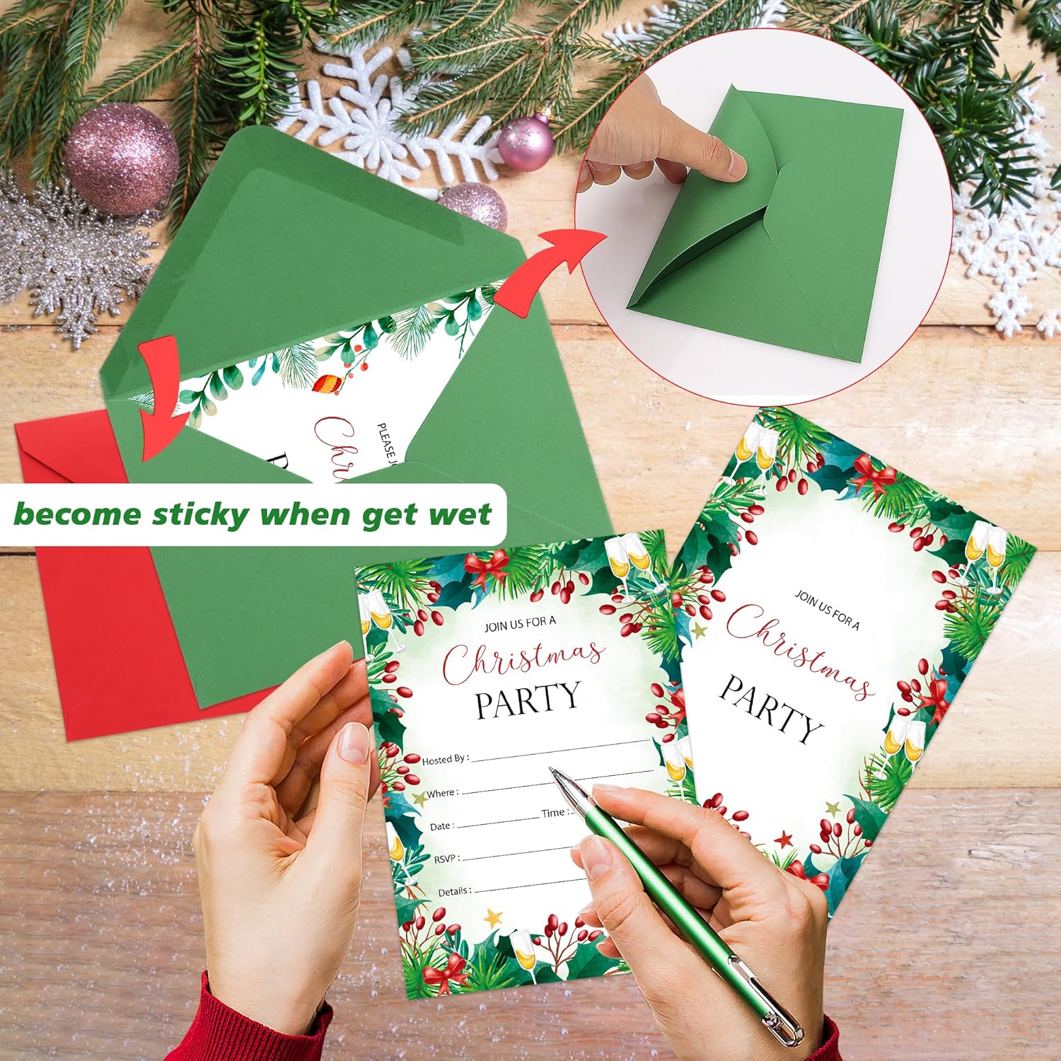 Lucleag 30 Christmas Party Invitations with Envelopes