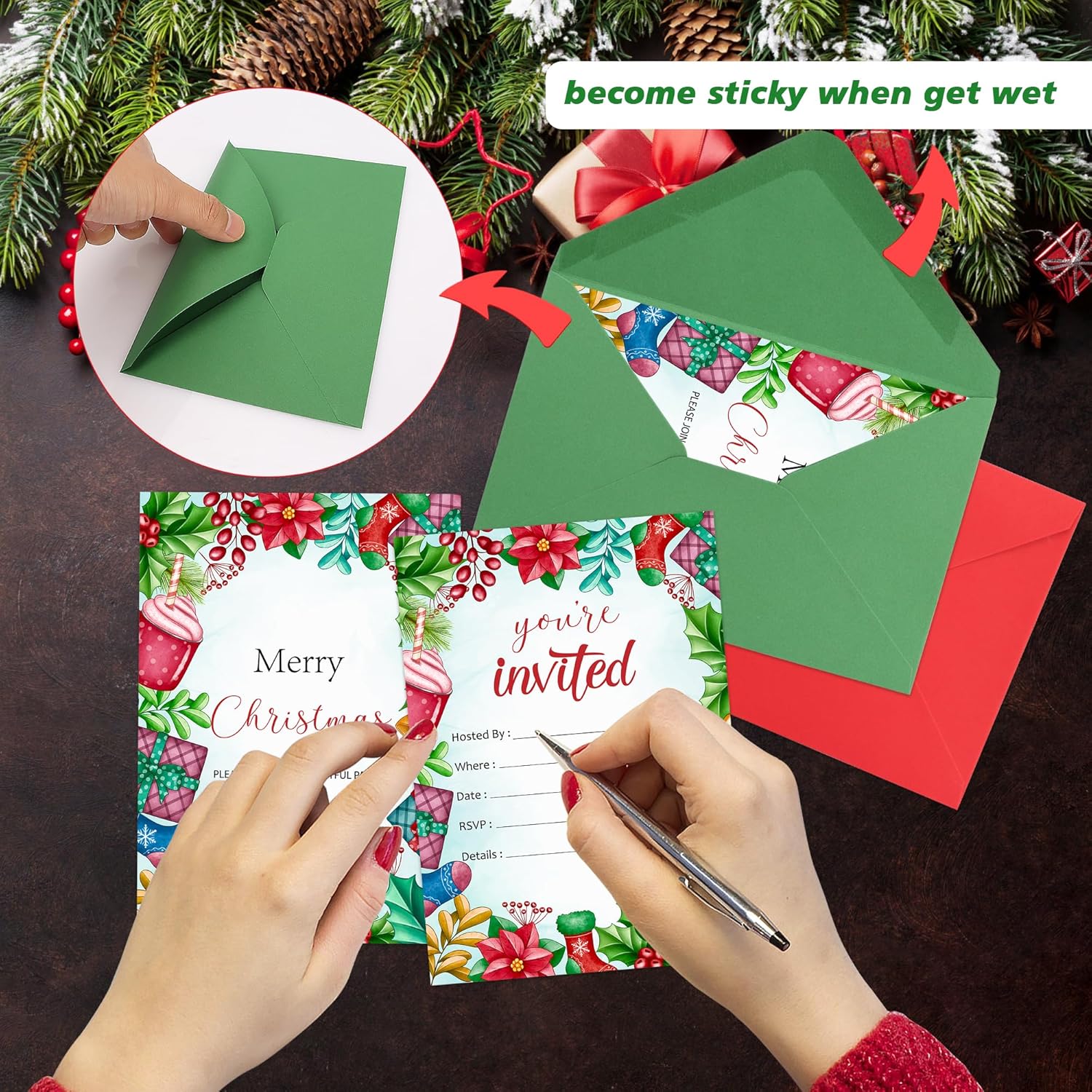 30 Pack Christmas Party Invitations with Envelopes
