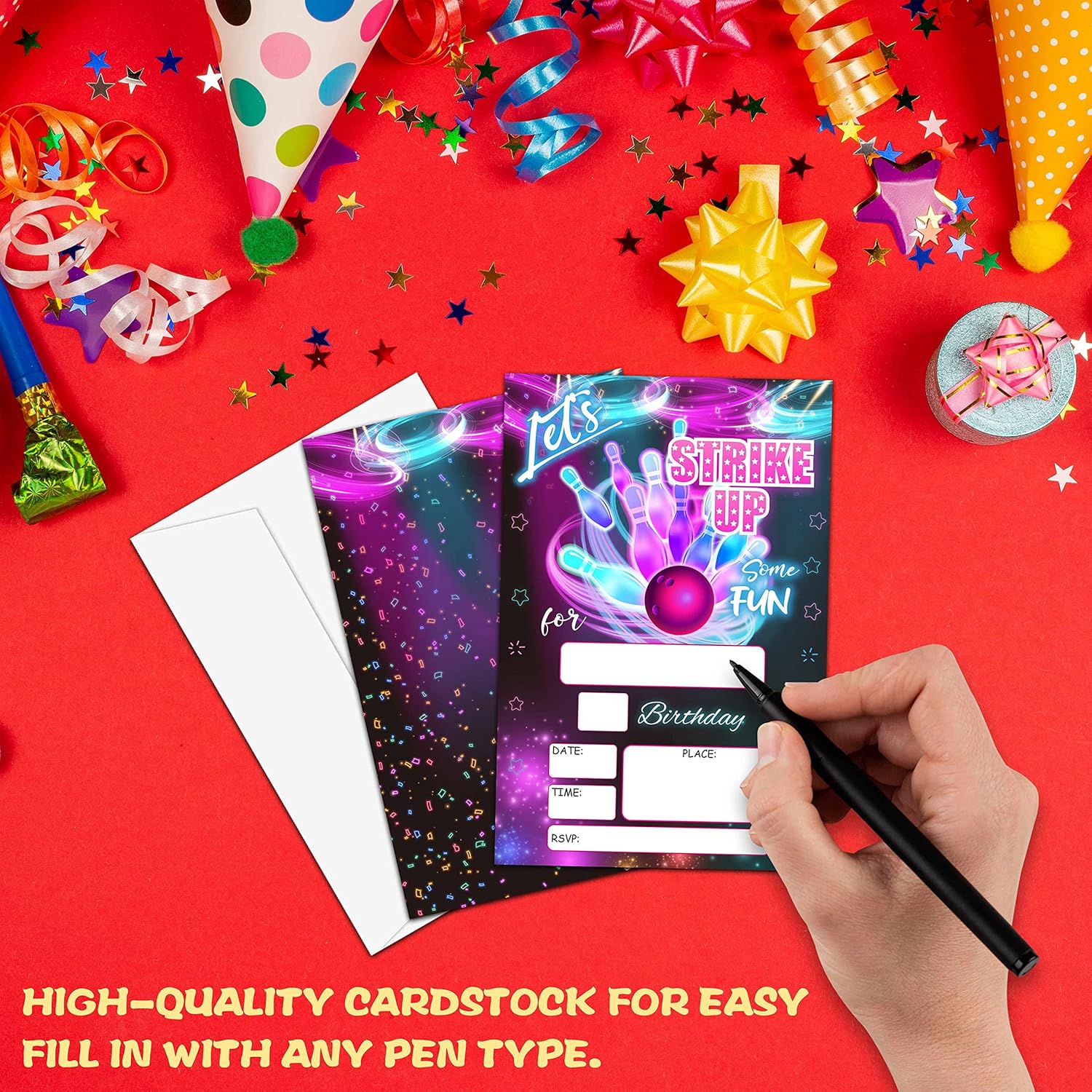 Levitatinyear Bowling Party Invites 4x6 Inches 20 Pack
