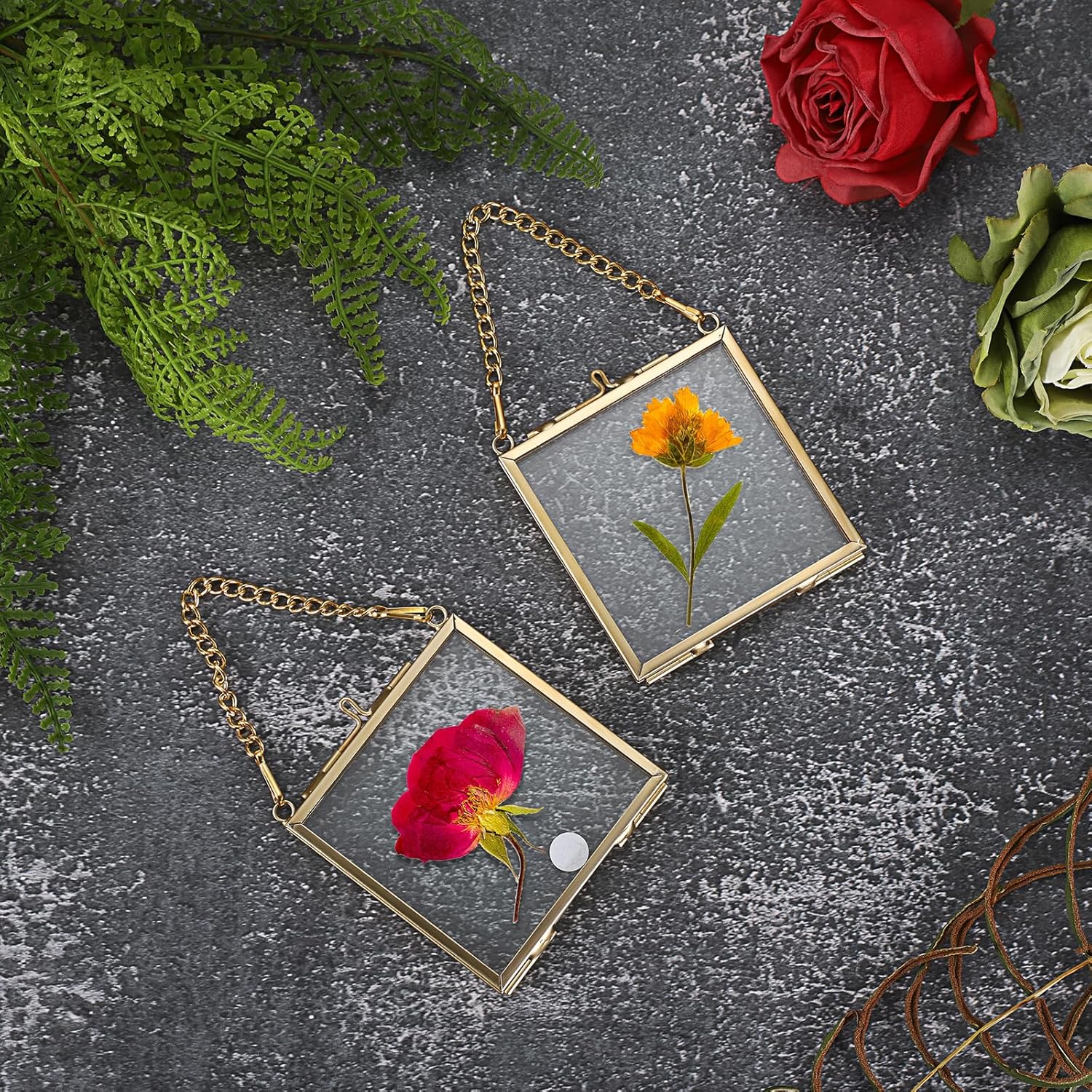 4 Pack Mini Brass Frame for Pressed Flowers Art Display