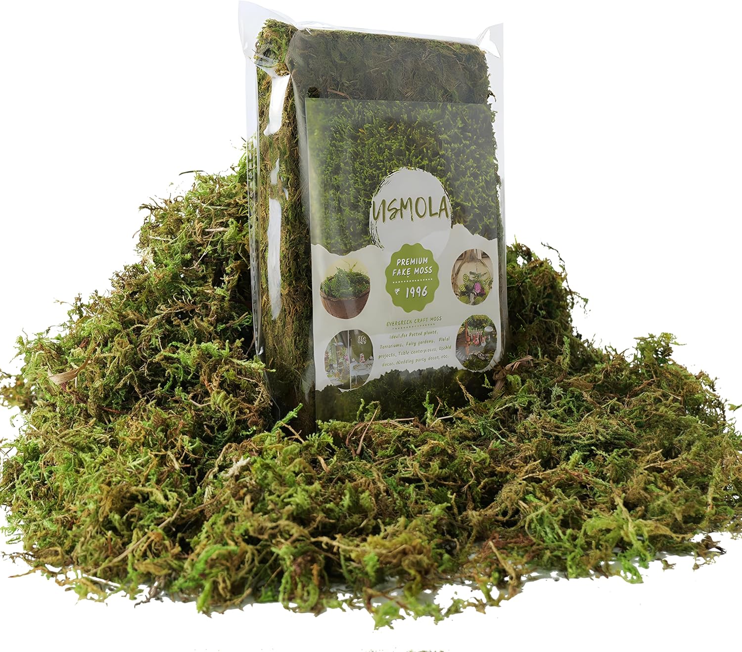 USMOLA Fake Green Moss for Potted Plants and DIY Crafts