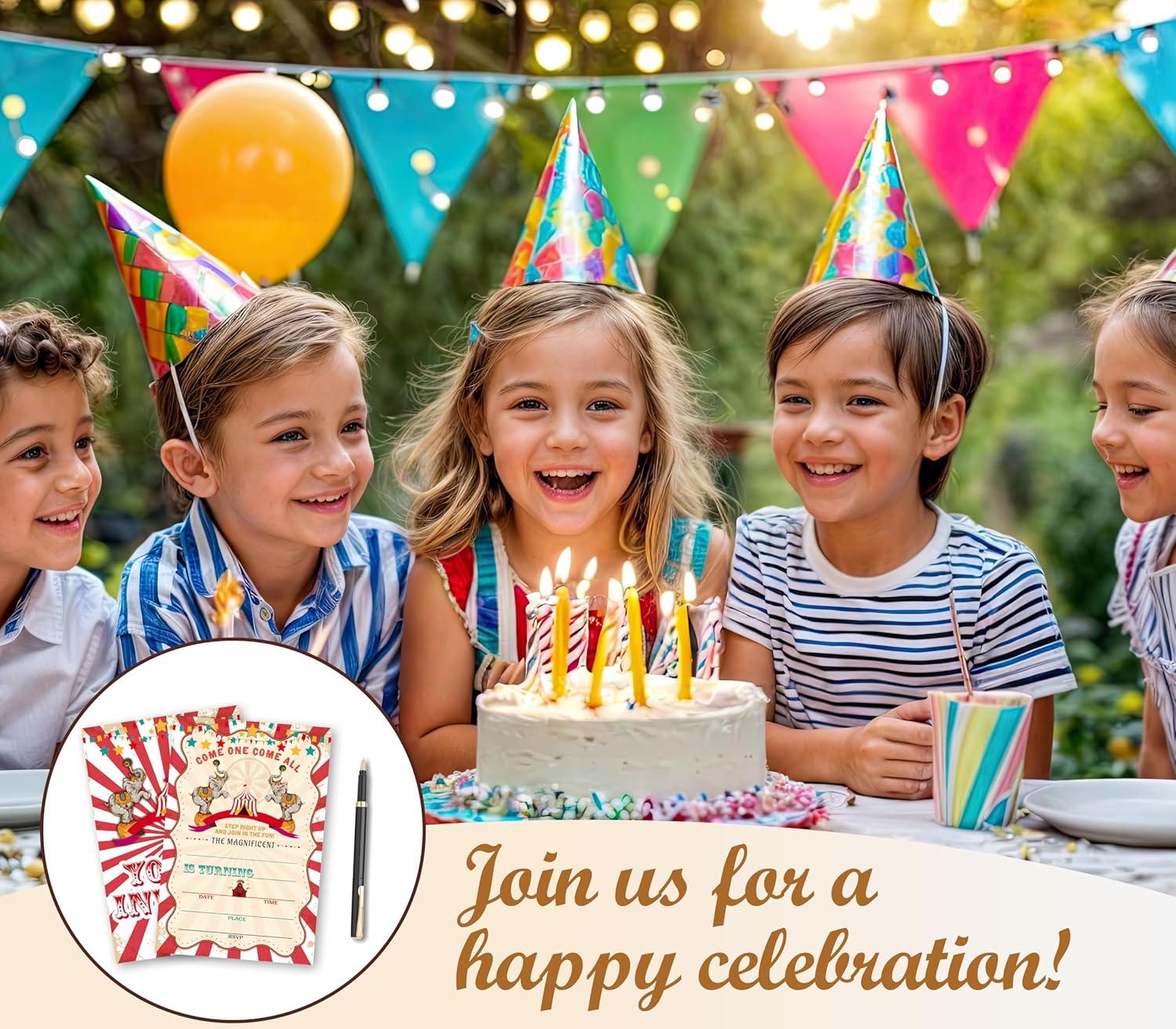 Carnival Birthday Invitations 20pcs with Envelopes