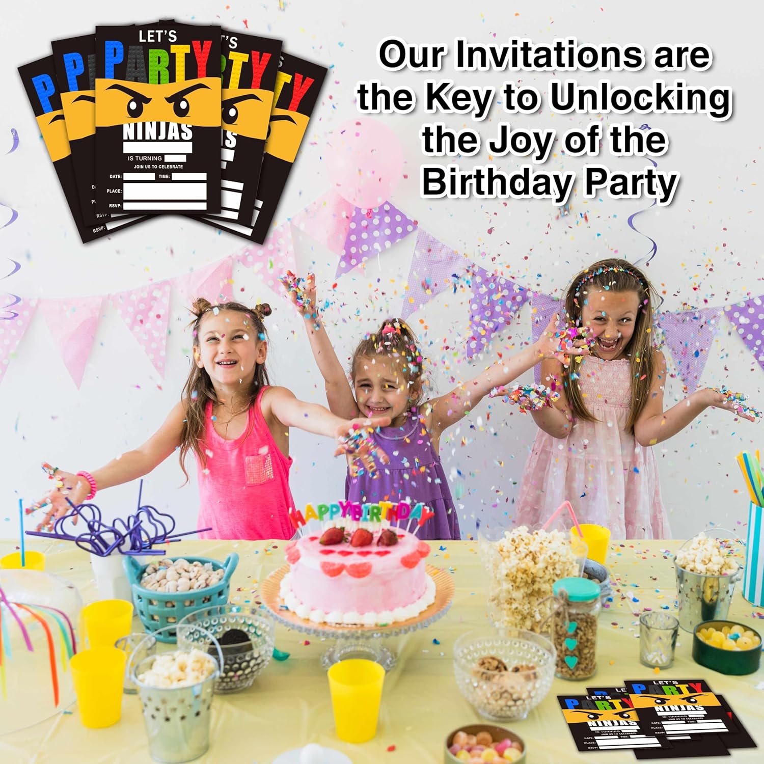 4 x 6 Ninja Birthday Invites With Envelopes - 25 Sets