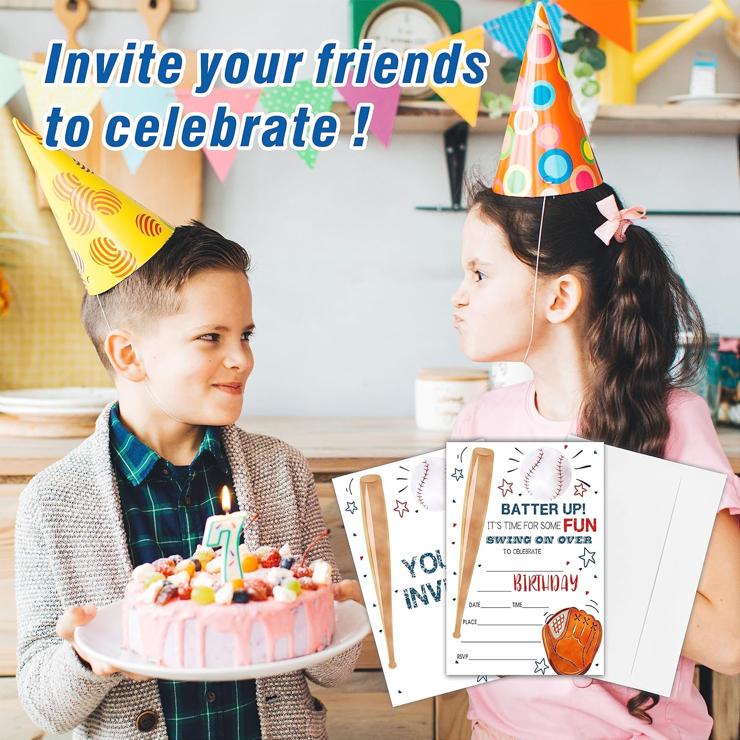 AWSICE Baseball Birthday Invitations 20 Fill-In Cards with Envelopes