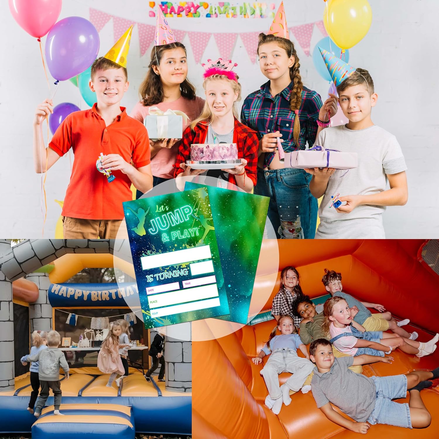 Gsauto Lets Jump and Play Birthday Invites 20 Cards with Envelopes