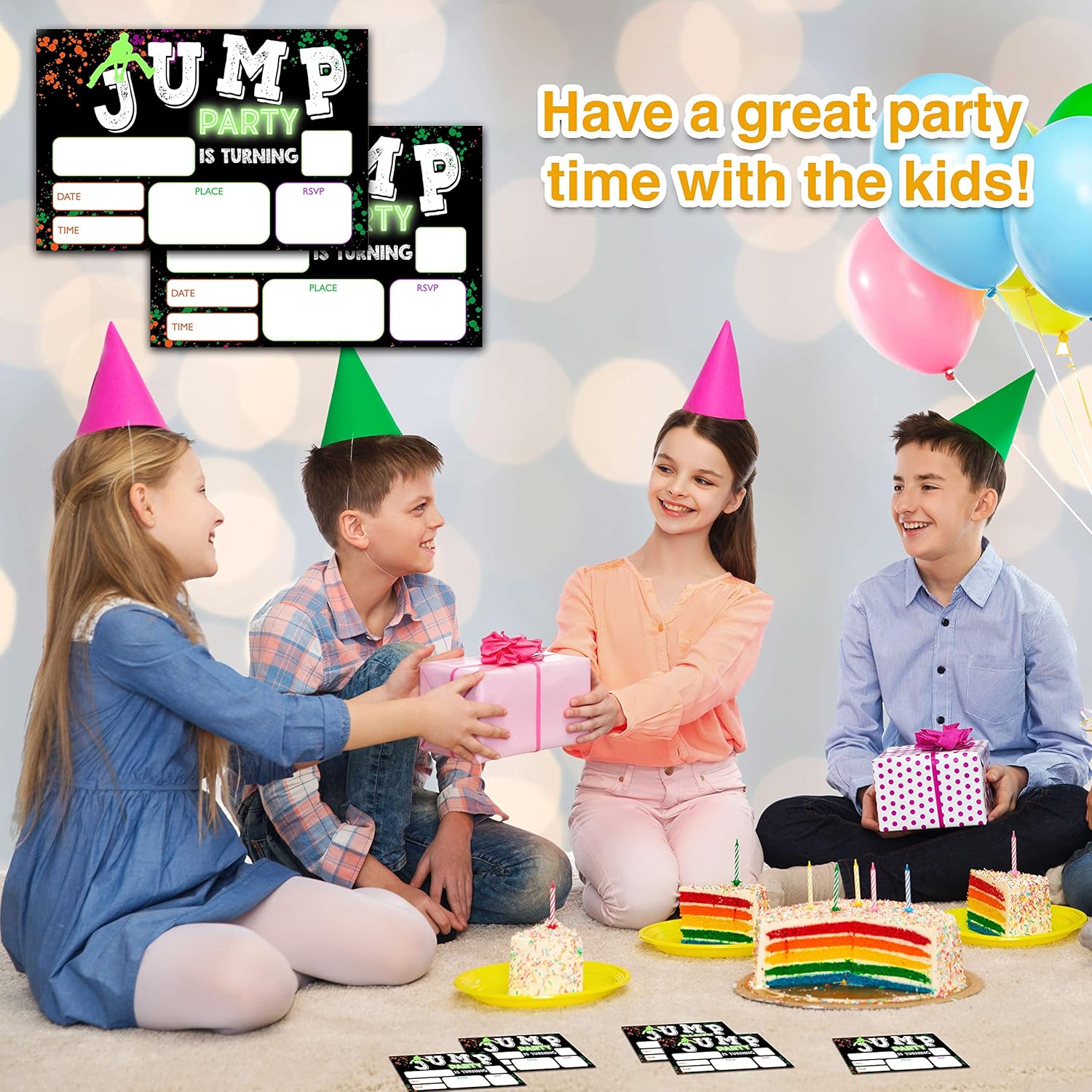 YSTEP 20 Birthday Invites with Envelopes 4x6 Trampoline Bounce House Party