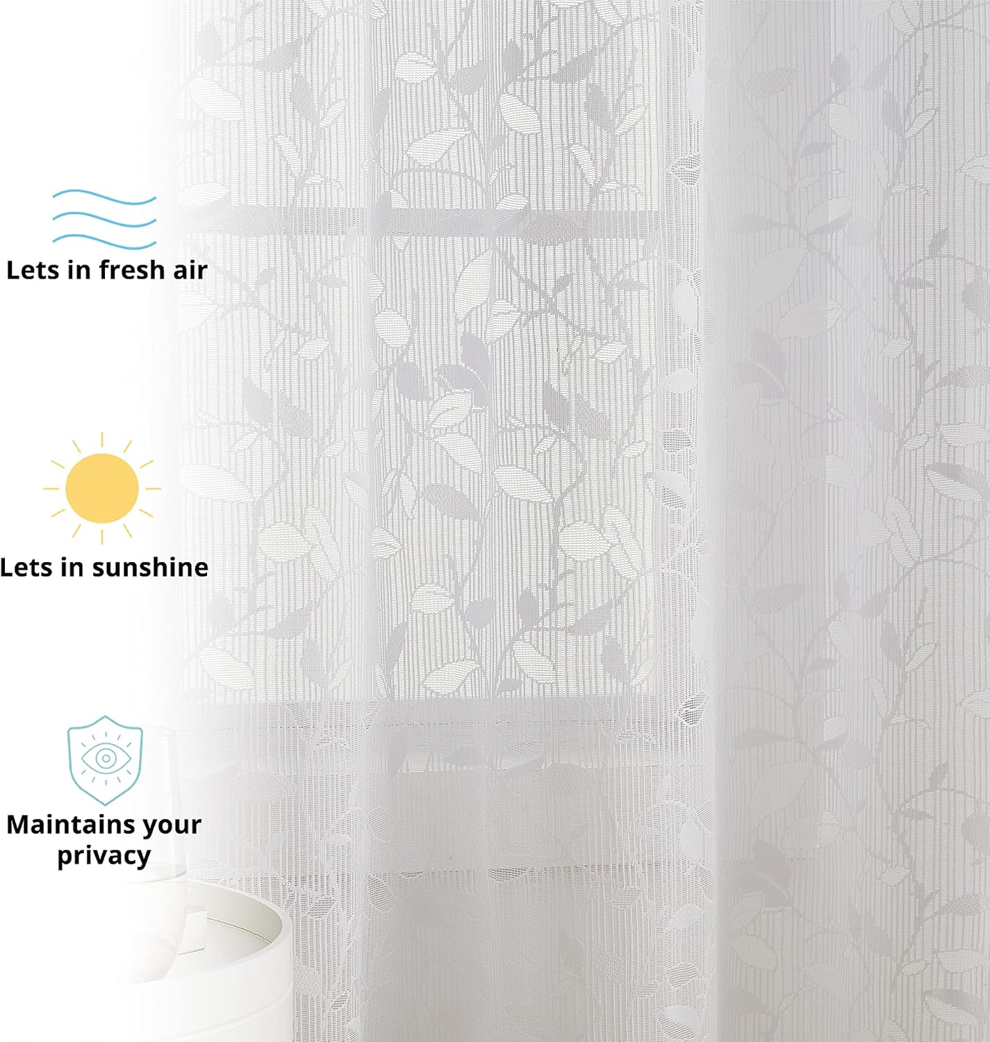 HLC ME Joyce Floral Semi Sheer Curtains Set of 2 Panels