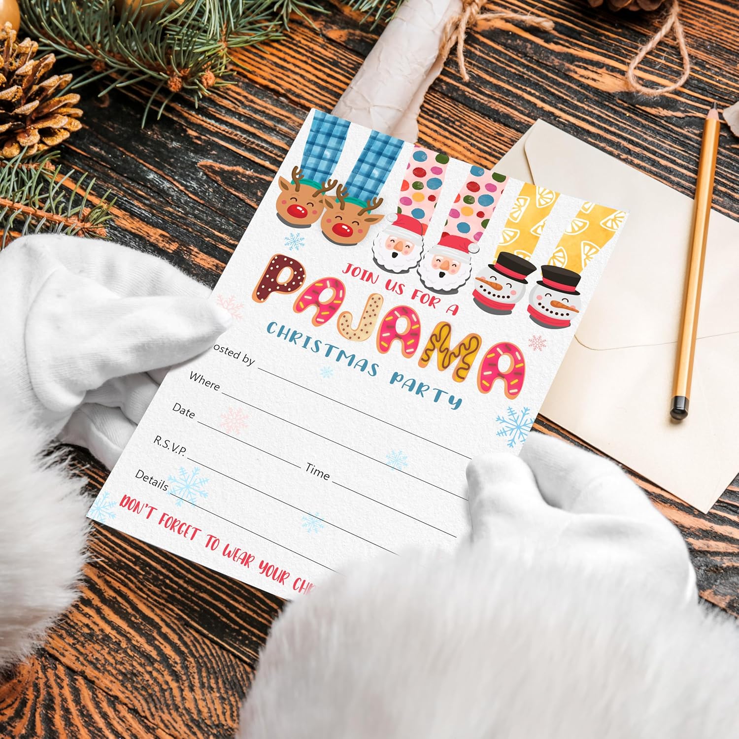 Christmas Party Invites with Envelopes 25 Pajama Invites for Holiday Celebration