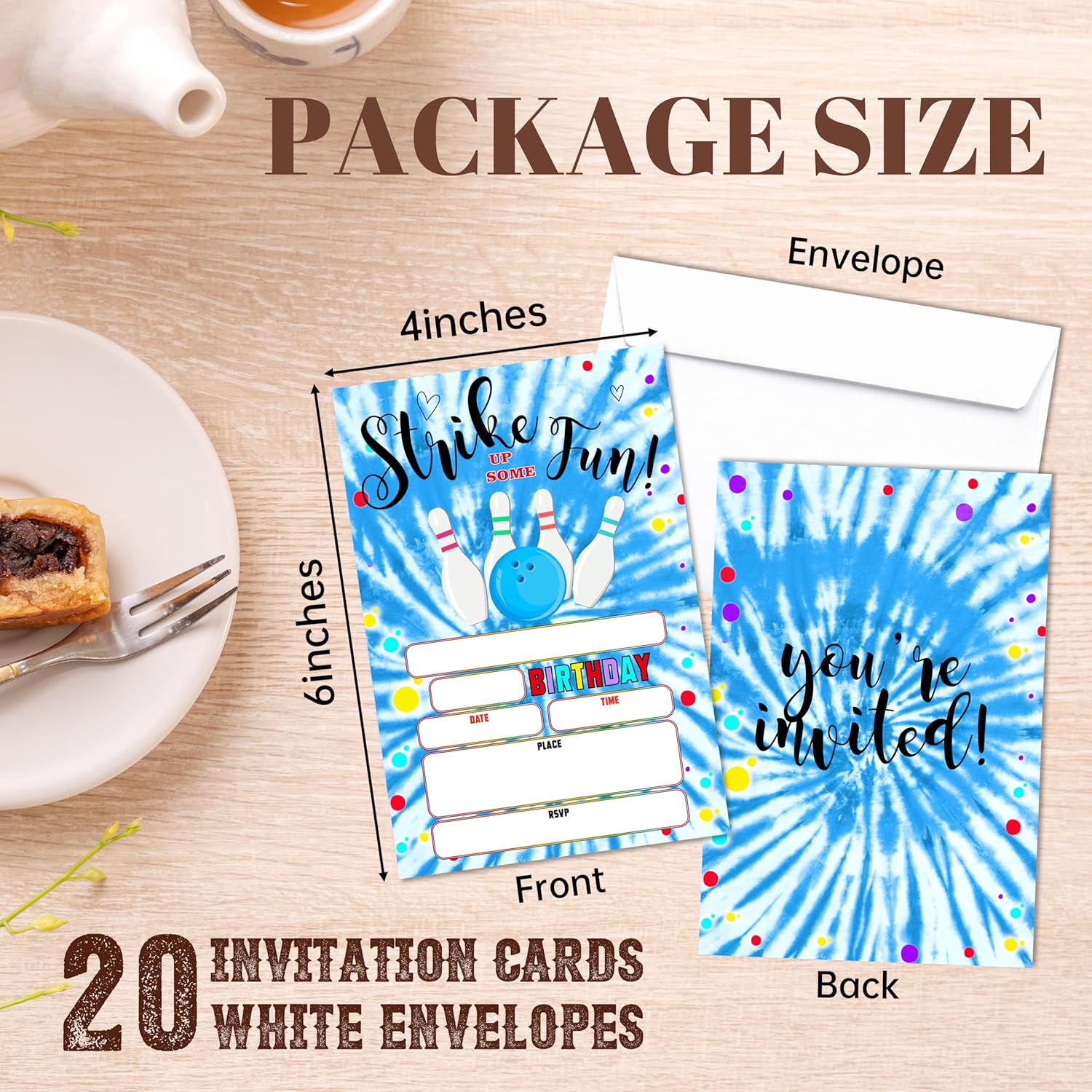 Tie Dye Birthday Invitations 20 Set With Envelopes