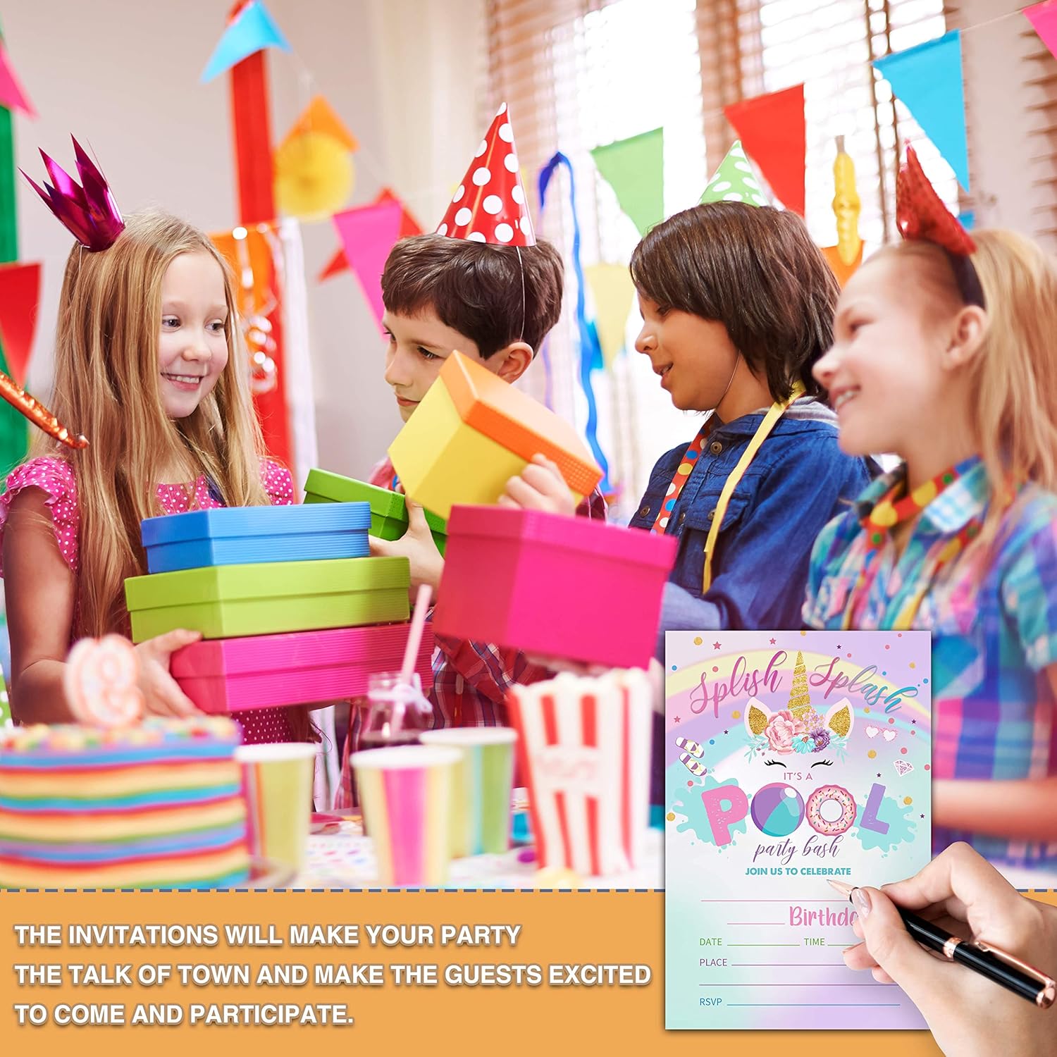Unicorn Birthday Party Invitations 20 Cards Envelopes