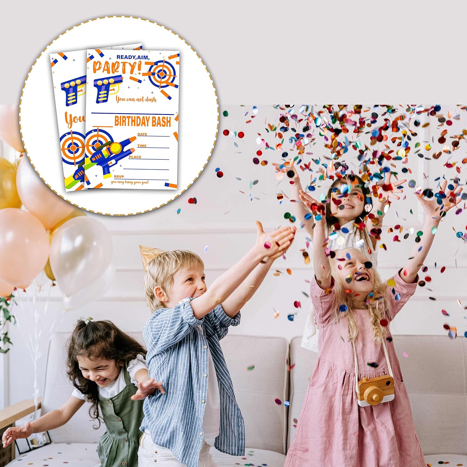 Foosproea Dart Gun Birthday Invites 20 Pack