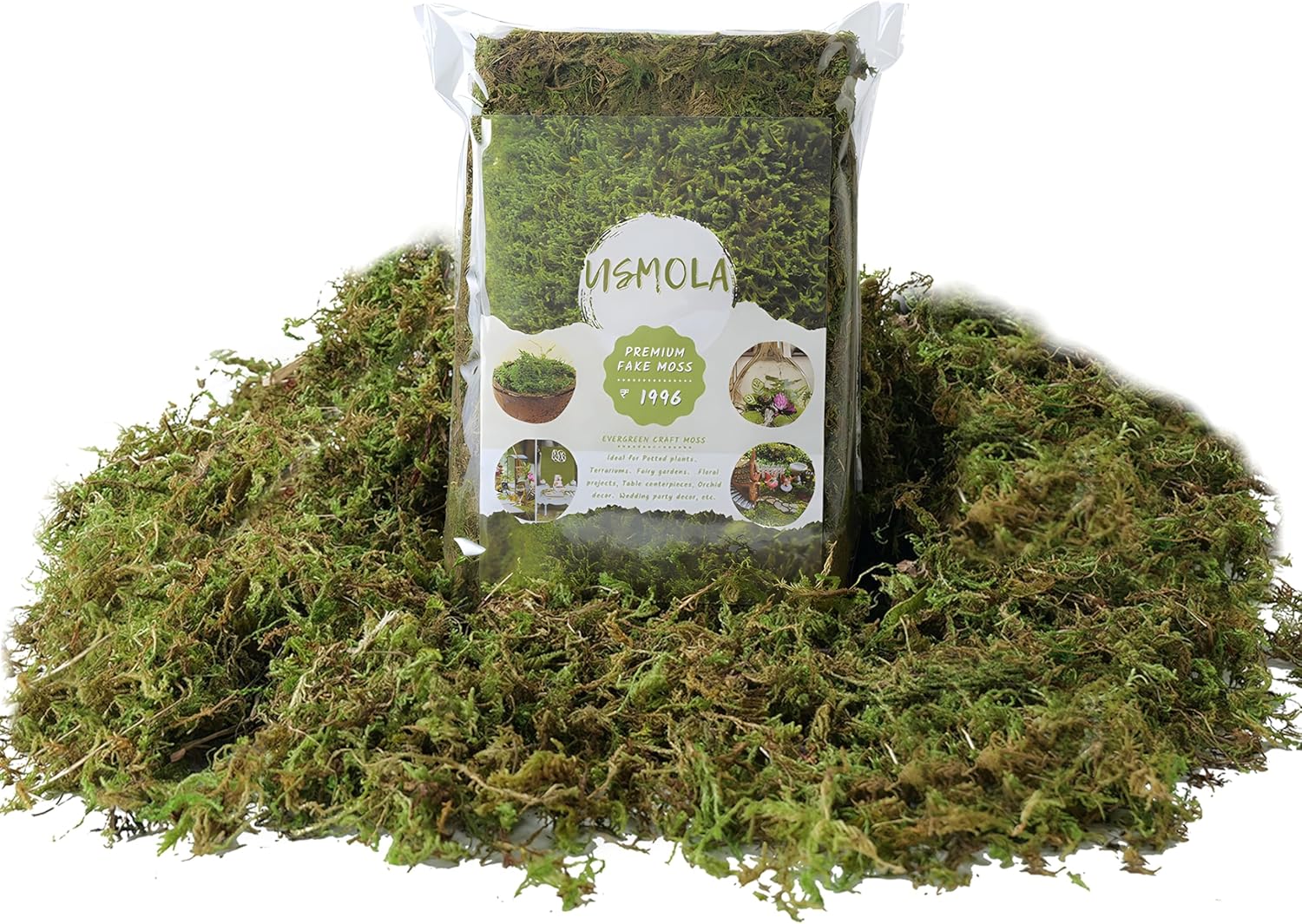 USMOLA Fake Green Moss for Potted Plants and DIY Crafts