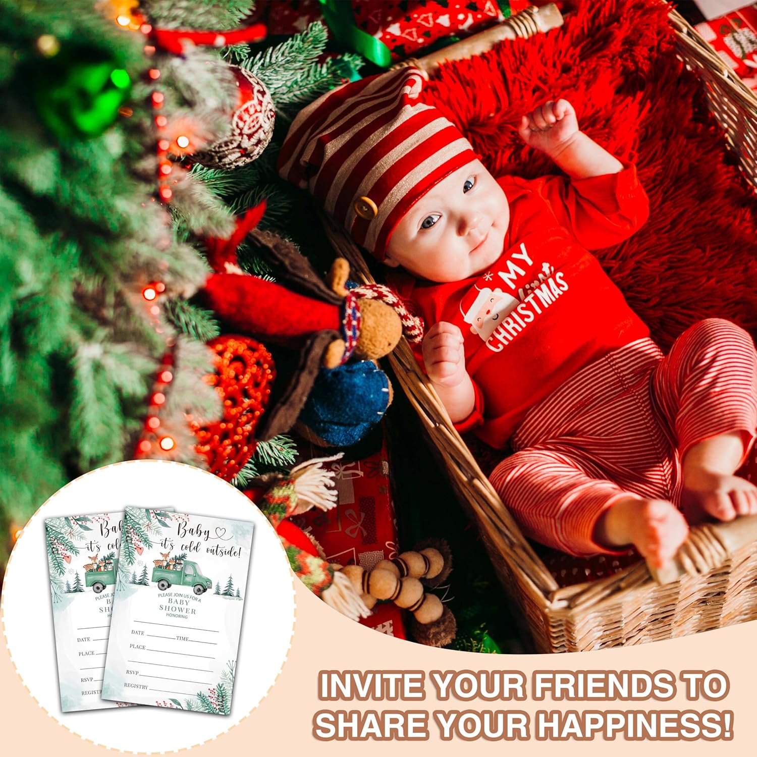 Winter Wonderland Baby Shower Invites with Envelopes