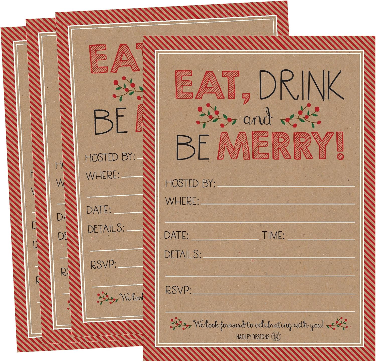 Hadley Designs Rustic Holiday Party Invitations