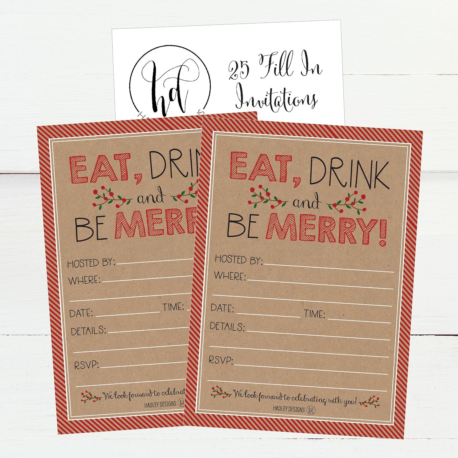 Hadley Designs Rustic Holiday Party Invitations