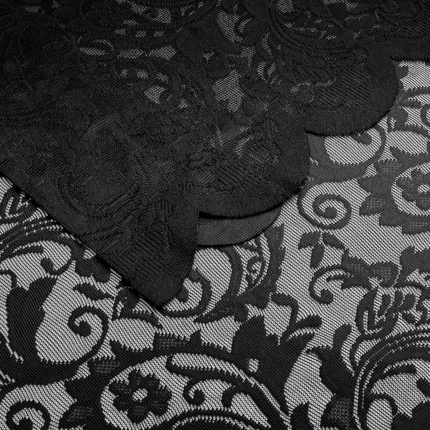 Bujasso Black Lace Curtain 216 Inch Long Panel 52 W