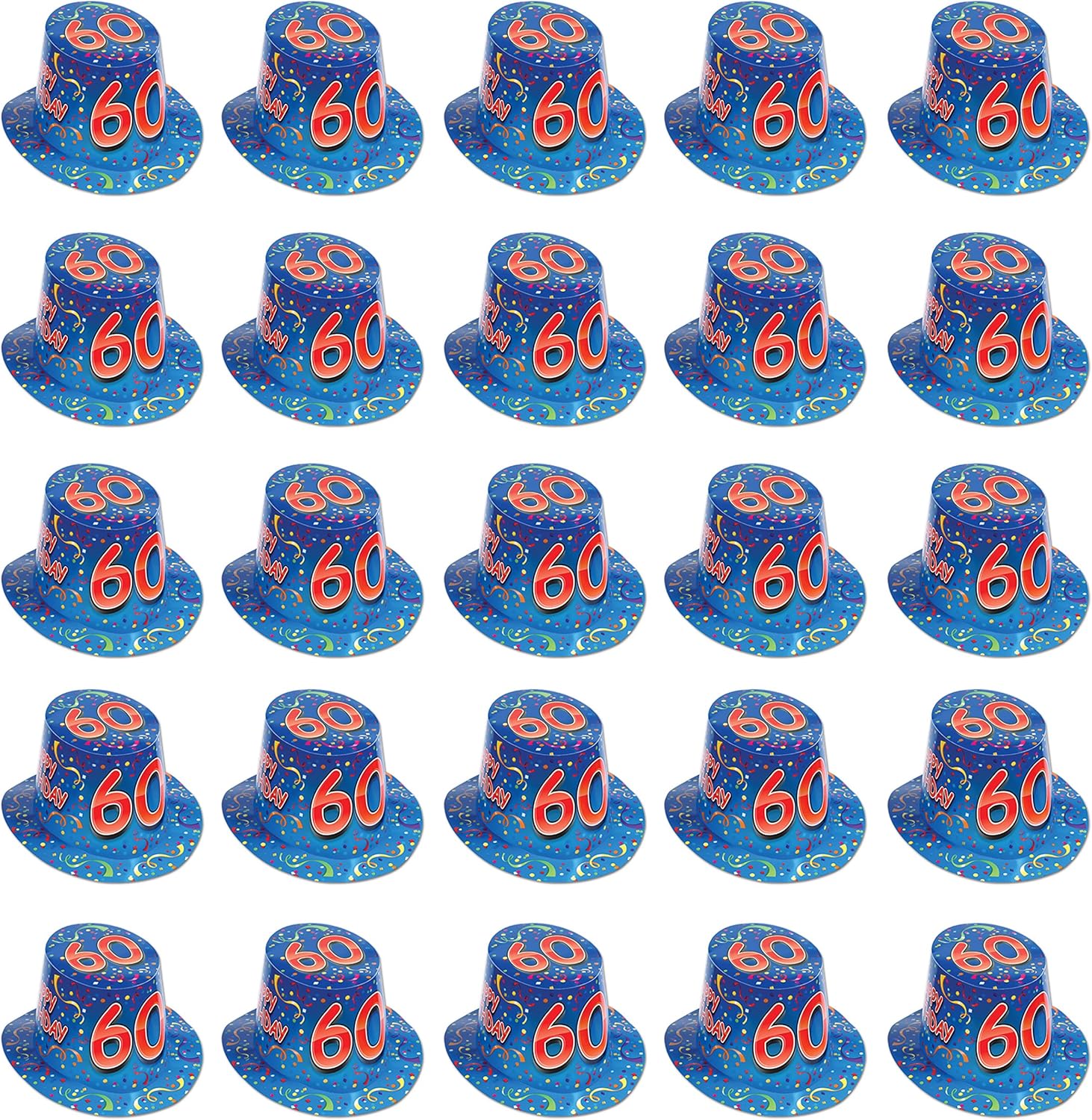 Beistle 25 Pack Happy 60th Birthday Hi-Hats