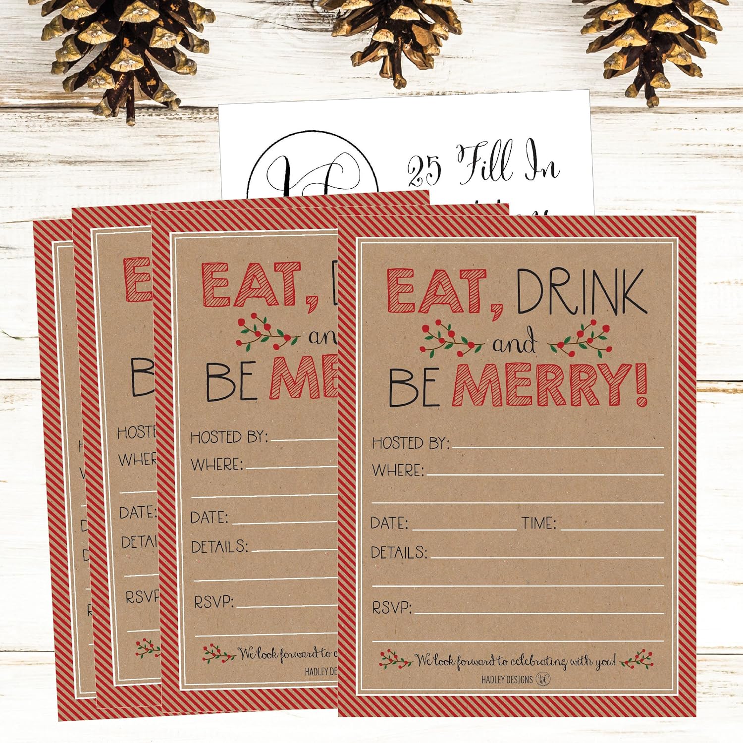 Hadley Designs Rustic Holiday Party Invitations
